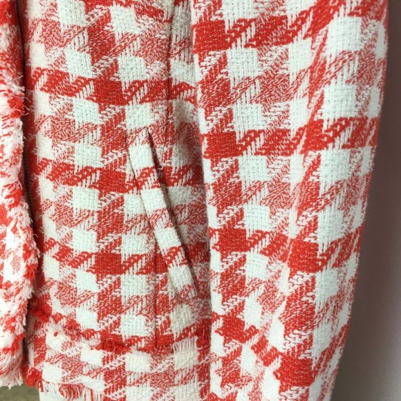 Women's Red and White Houndstooth Jacket - Picture 6 of 11